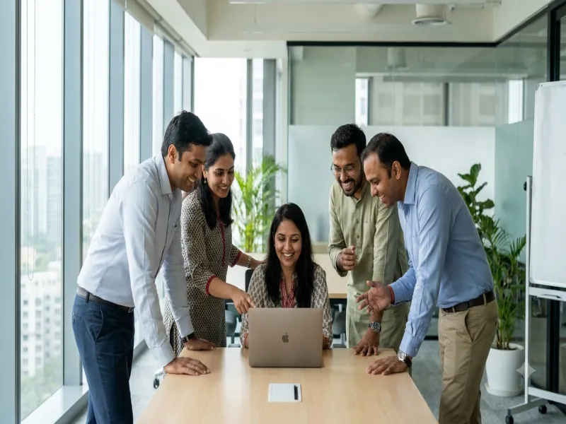 The Alera team reviewing a client dashboard together